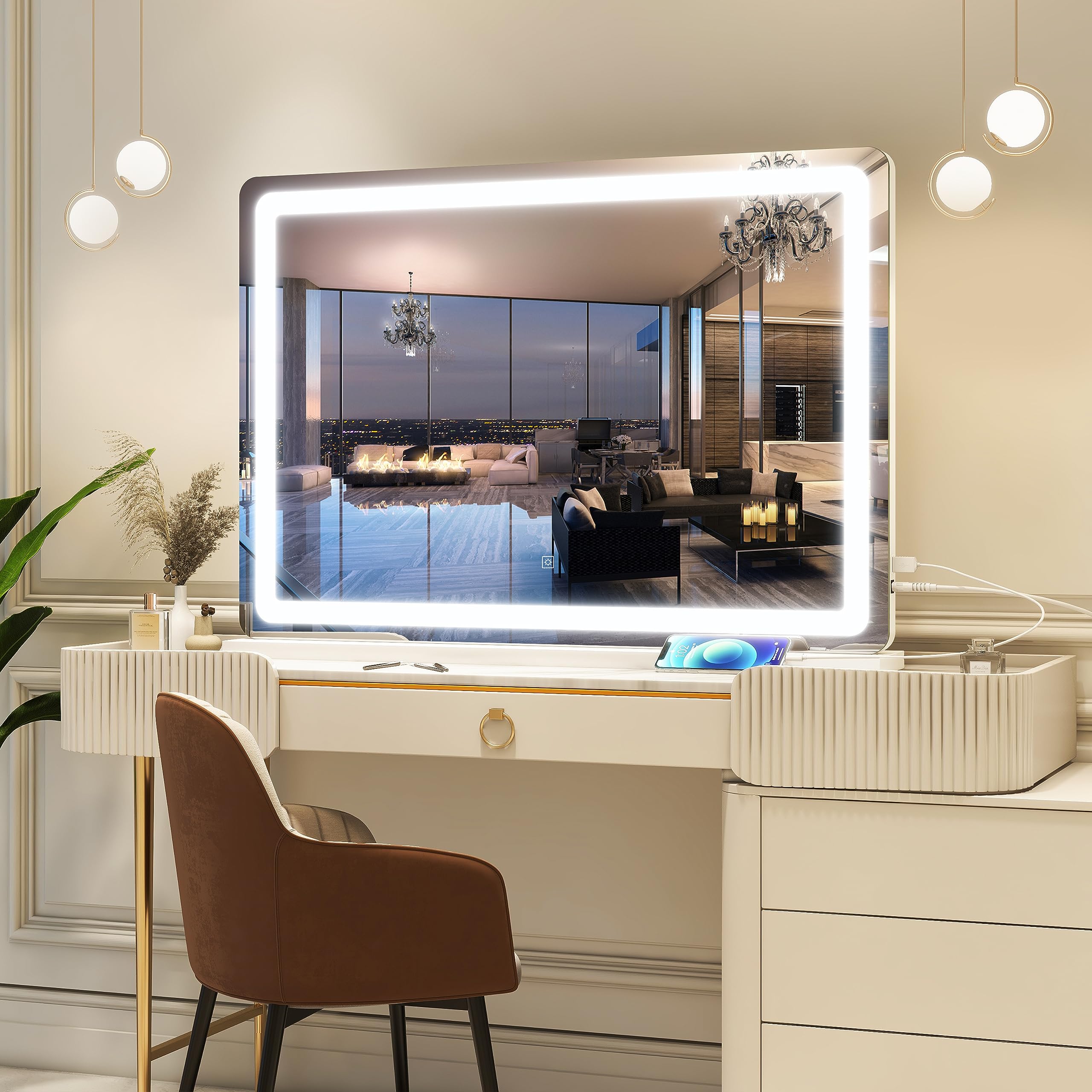 FENNIO aluminum frame construction for durable vanity mirror