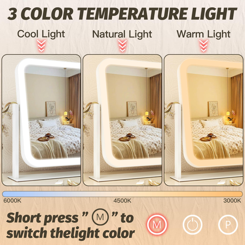 FENNIO vanity mirror with lights dimmable three-color options for varied looks.