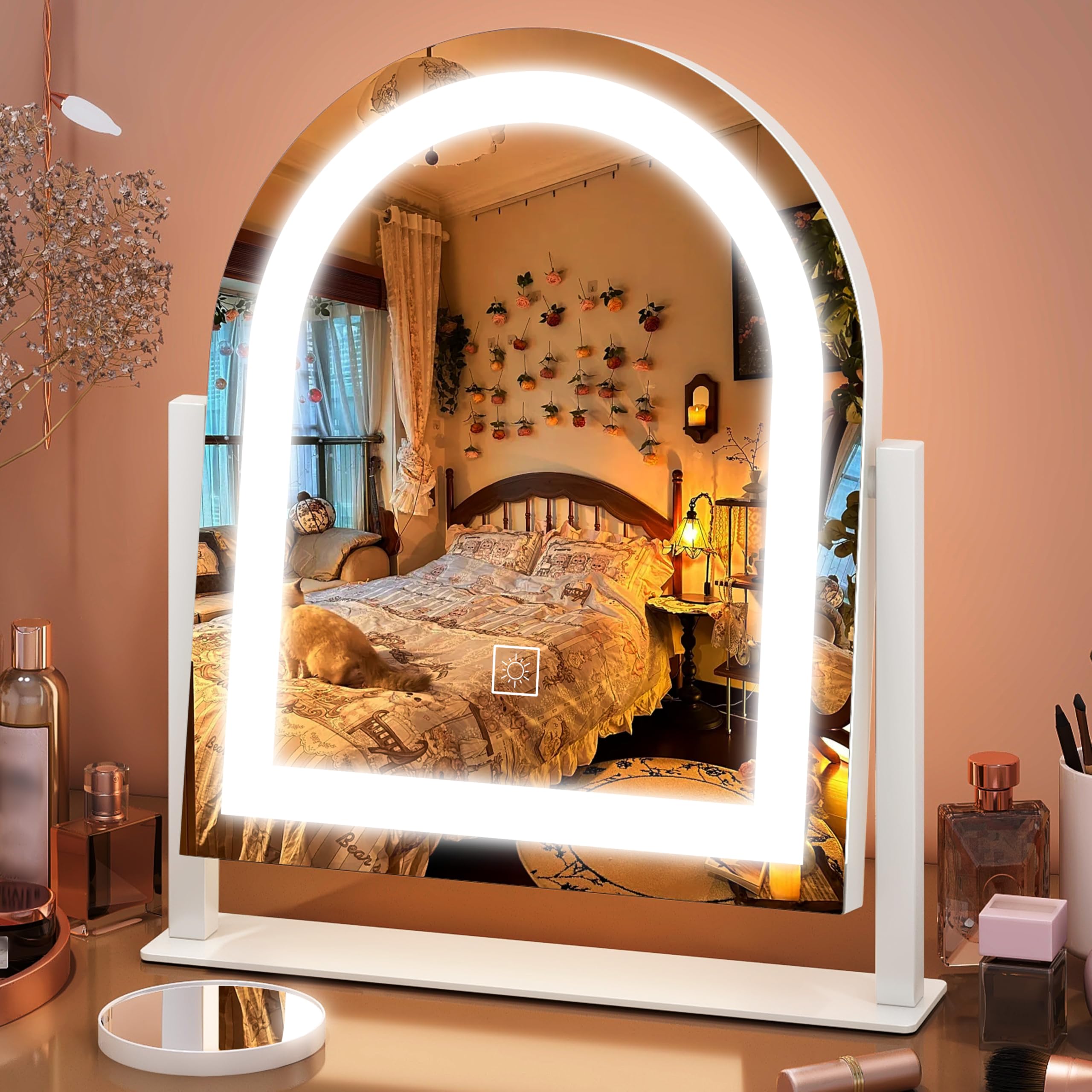 FENNIO vanity-mirror-lights front view demonstrates even illumination for makeup.