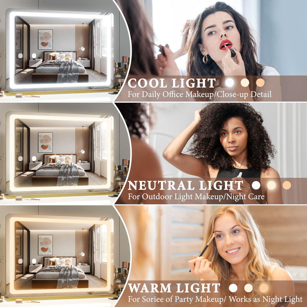 FENNIO vanity mirror three-color lighting warms tones for flattering skin
