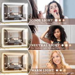 FENNIO vanity mirror three-color lighting warms tones for flattering skin