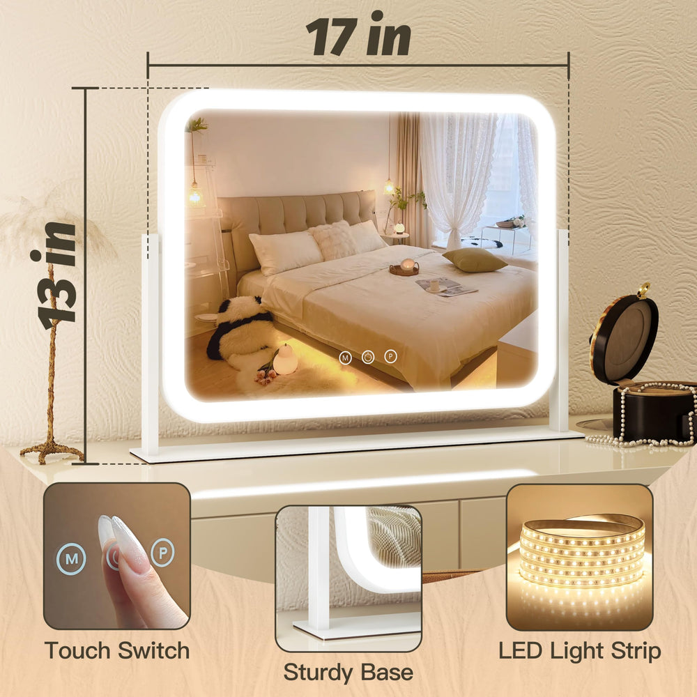FENNIO vanity mirror with lights touch-screen control enables quick brightness and color changes.