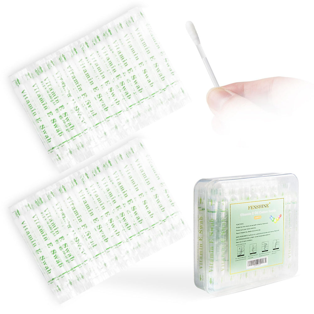 Fenshine Lips Oil Cotton Swabs packaging shows hygienic single-use design for on-the-go lip care.