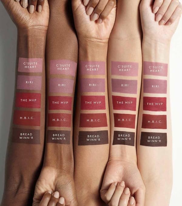 Fenty Icon Velvet Lipstick H.B.I.C. model wearing shade for lifestyle look