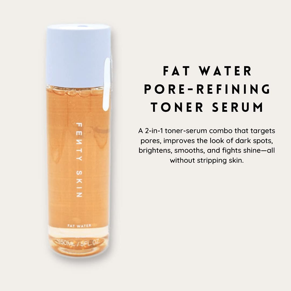 Fenty Skin Fat Water bottle with pump enabling easy daily shine control