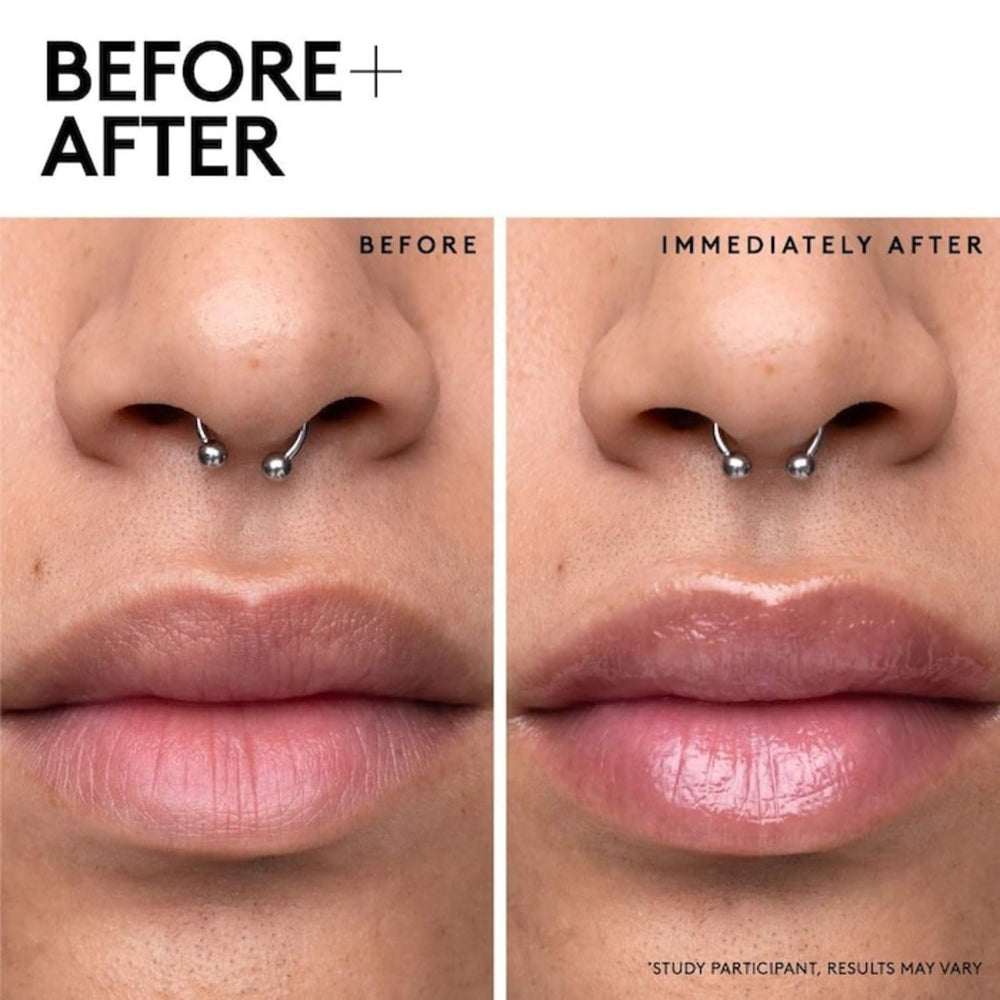 Jojoba and rosehip oils provide deep hydration for lips