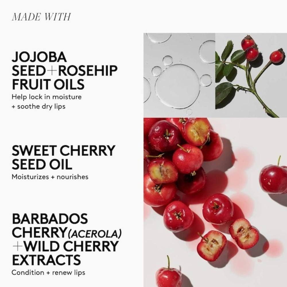 Lip oil on lips adds a clear glossy nourishing finish