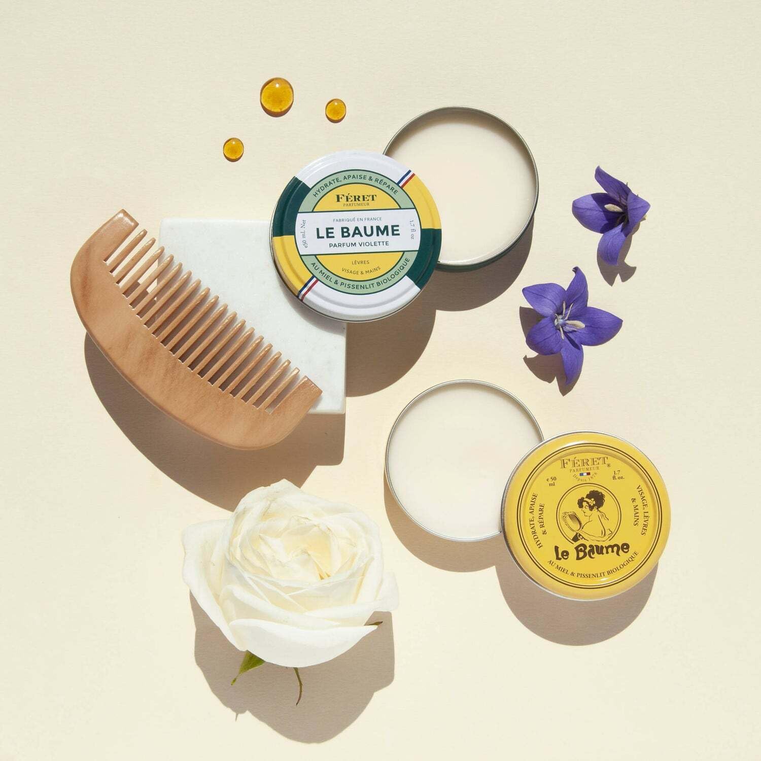 Feret Le Baume Rose Poudre shea butter delivers lasting moisture.