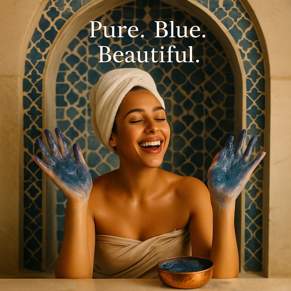 Feriha Indigo Sahara Nila texture varies by batch for gentle exfoliation.