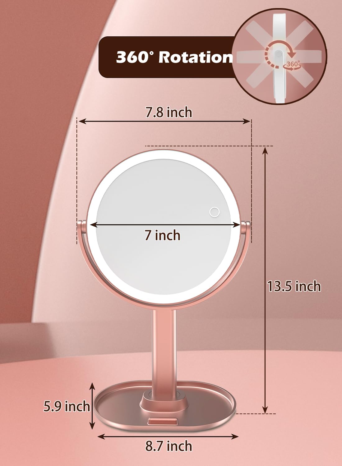 FERXIDI double-sided mirror shows 1x face view for everyday makeup checks