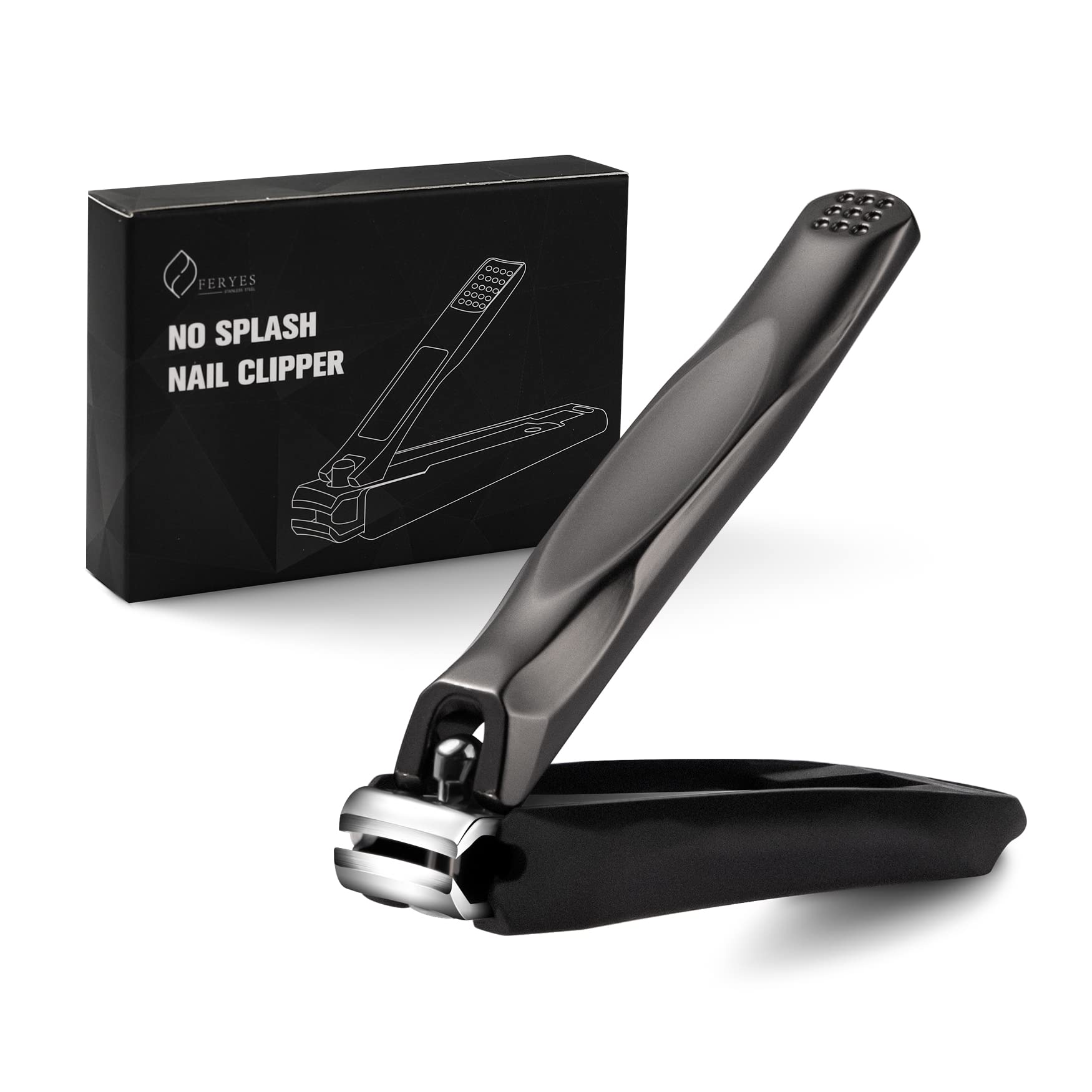 FERYES 3-in-1 nail clipper closeup showing precise cutting with catcher