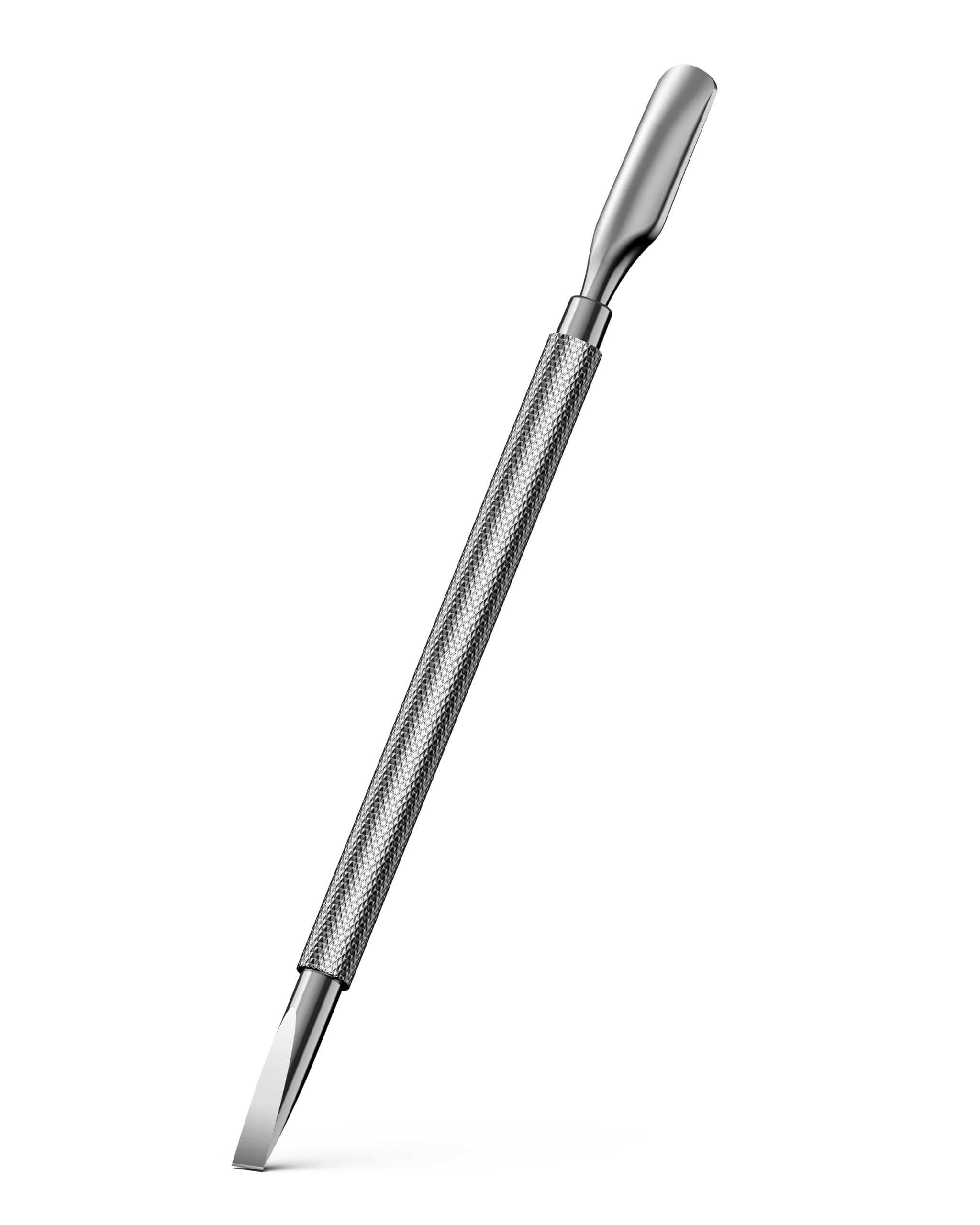 FERYES cuticle pusher curved end for precise cuticle shaping and gel polish prep.