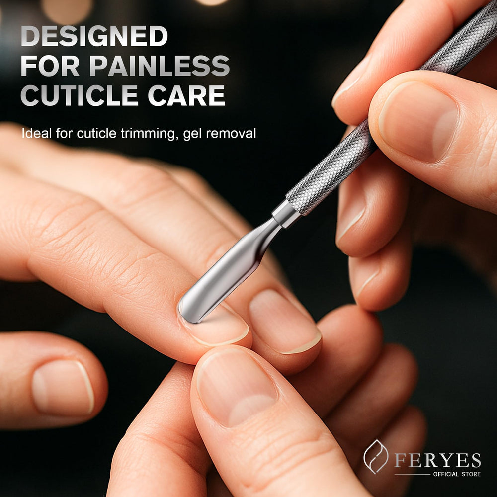FERYES curved end and knife-edge enable efficient salon results at home.