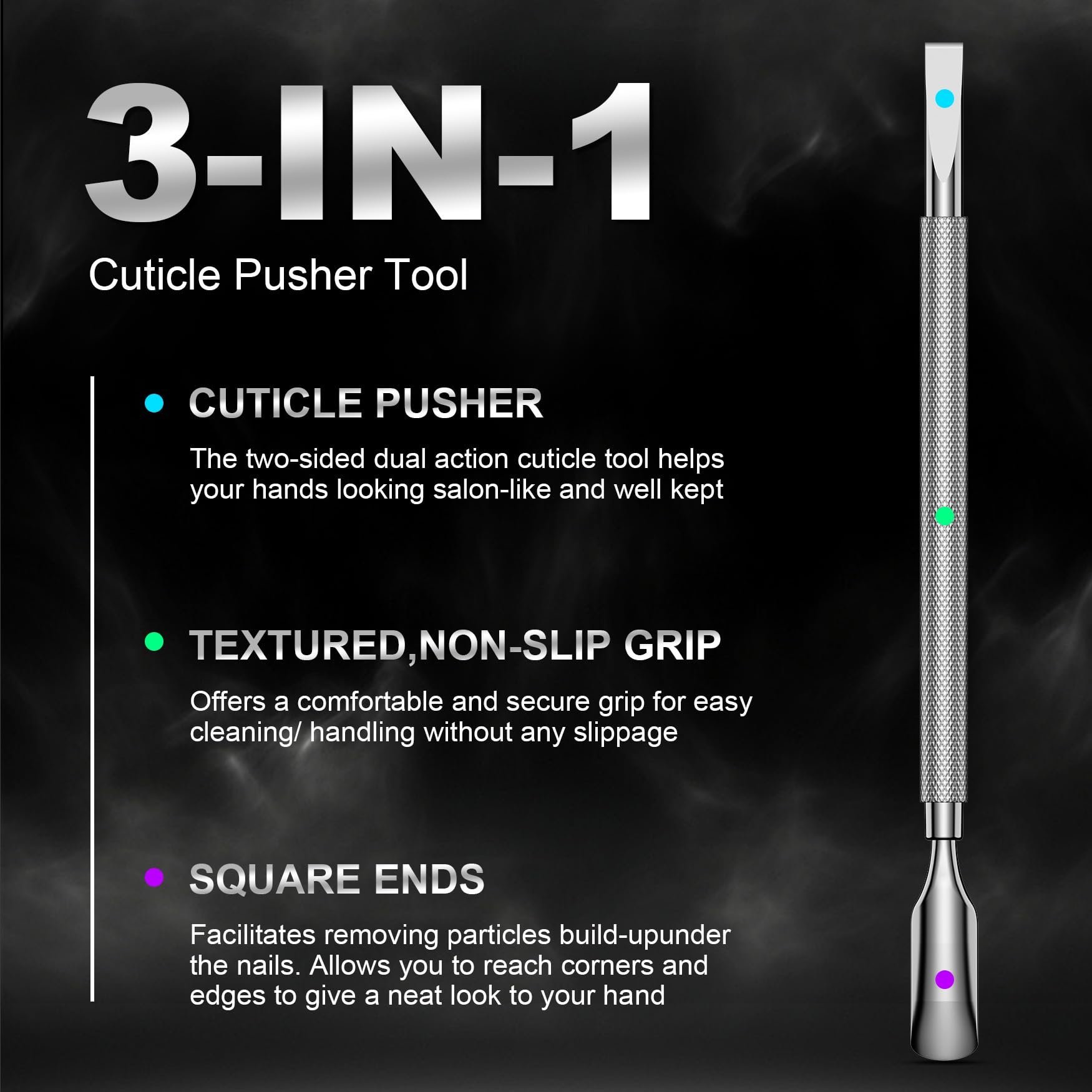 FERYES dual-sided cuticle tool with ergonomic design for precise manicures.