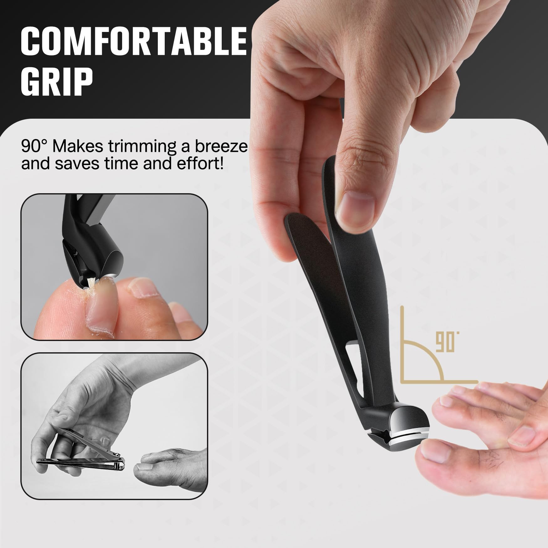 FERYES long-handled-toenail-clipper provides comfortable grip for seniors.