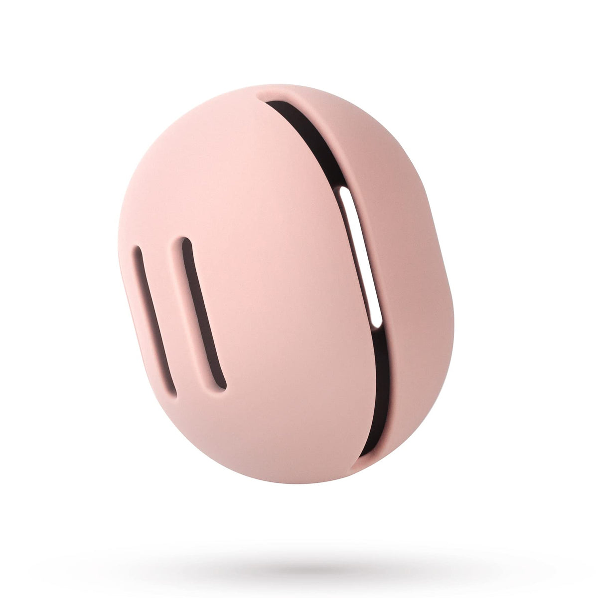 FERYES makeup sponge holder pink side view shows travel-friendly protective silicone case for sponges.