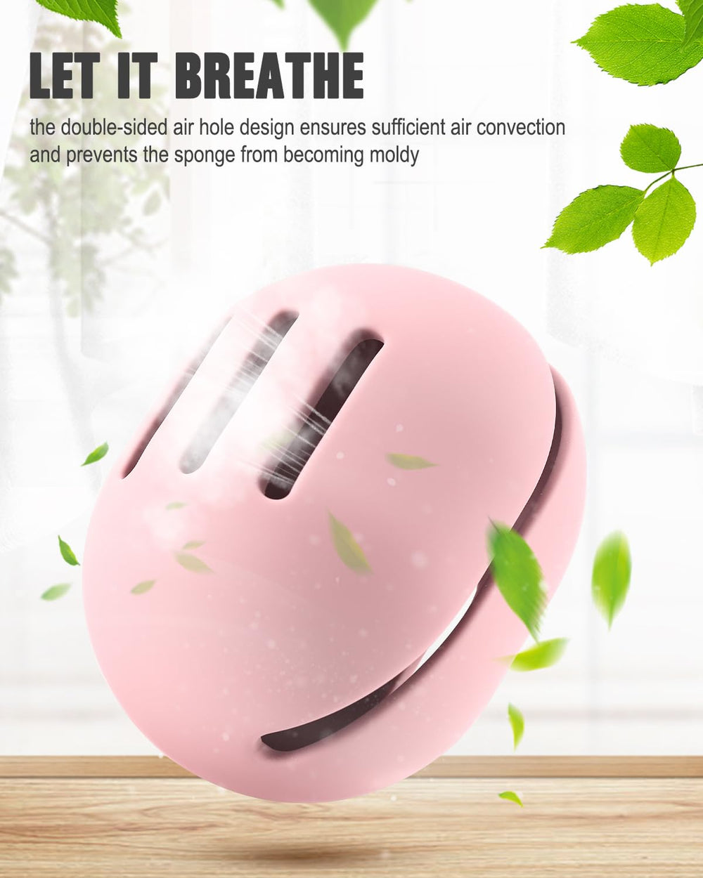 FERYES makeup sponge holder pink sponges inside illustrate tidy storage and quick access.