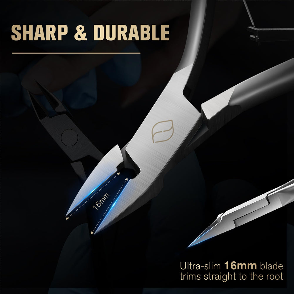 FERYES thick nails clipping action highlights powerful, clean cuts through tough nails.