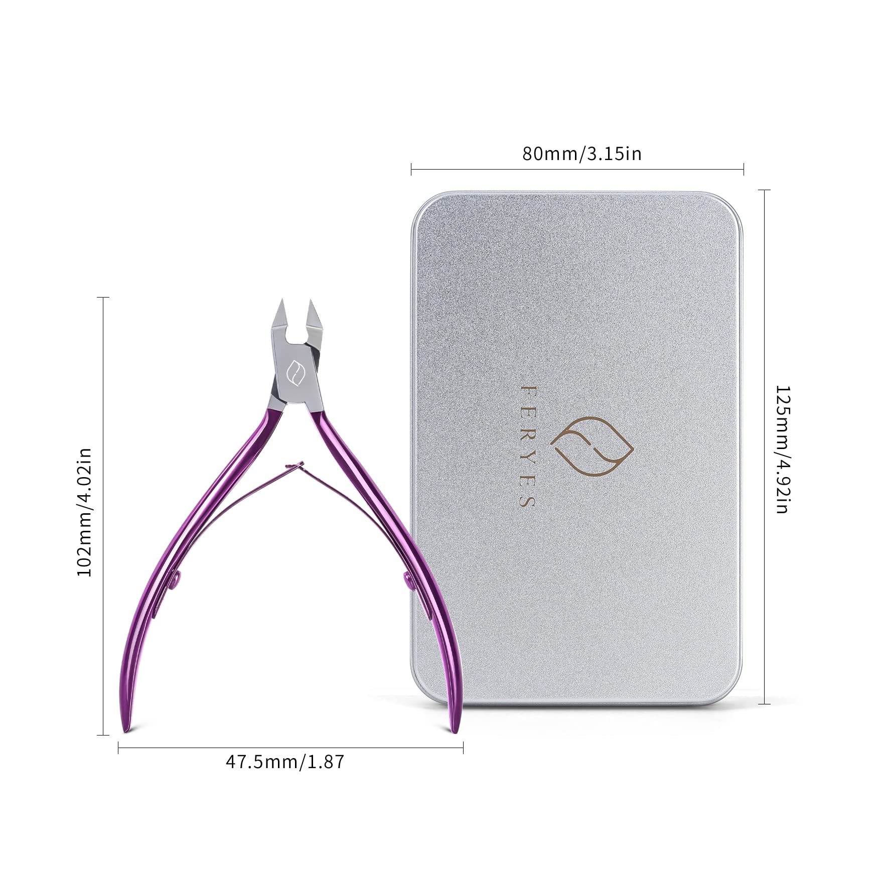 FERYES toenail clipper metal case included for portable storage.
