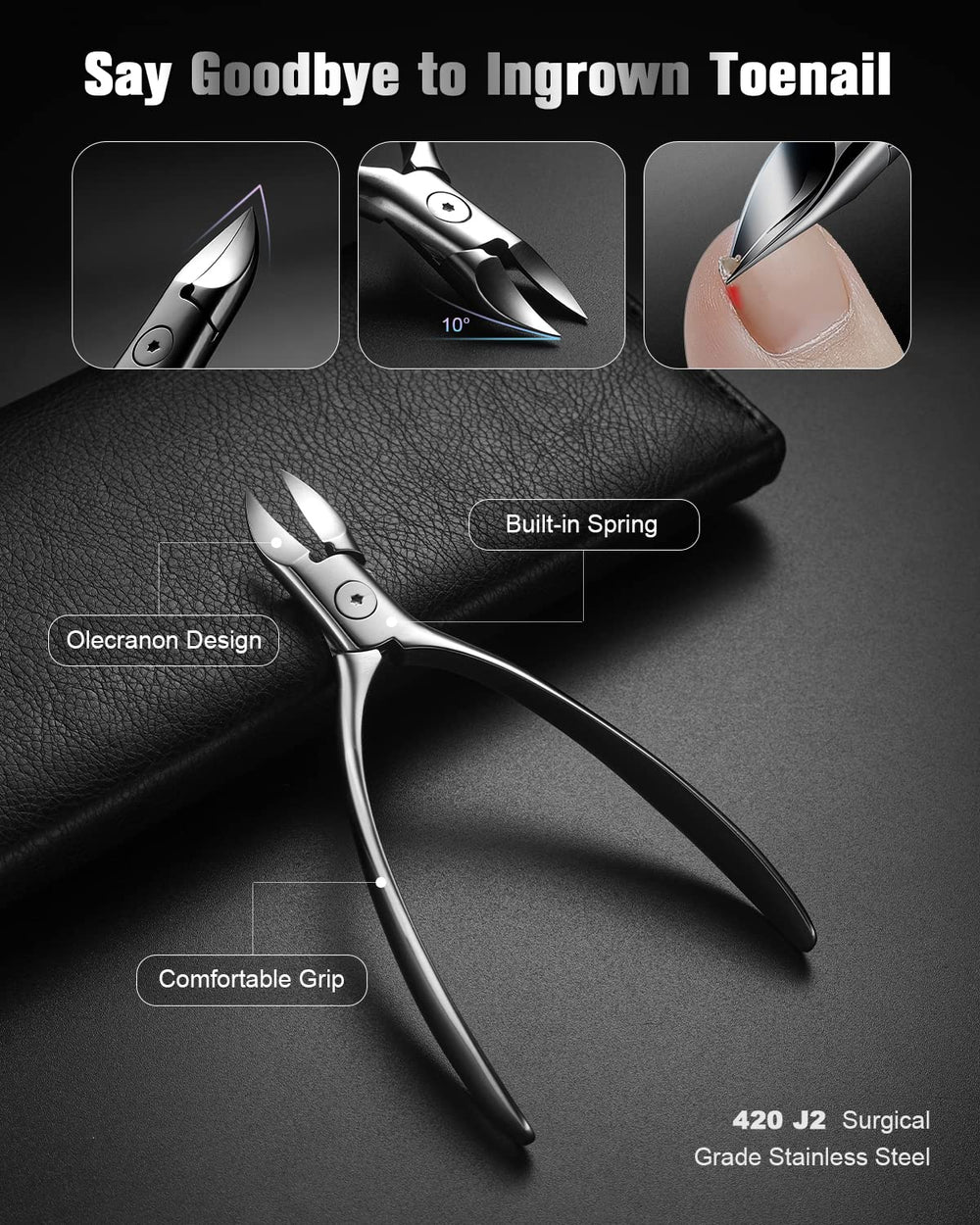 FERYES toenail clipper for strong, sharp trims of stubborn nails