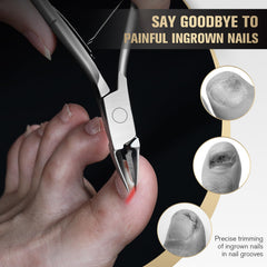 FERYES toenail clippers ergonomic handle demonstrating comfortable control for seniors.