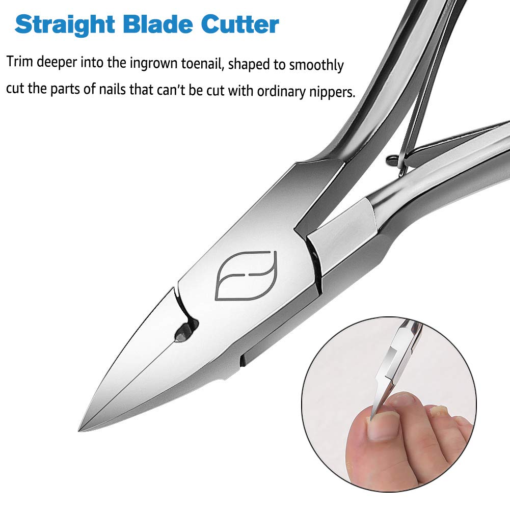 FERYES ingrown-nails clip shown cutting with a sharp edge for comfort.