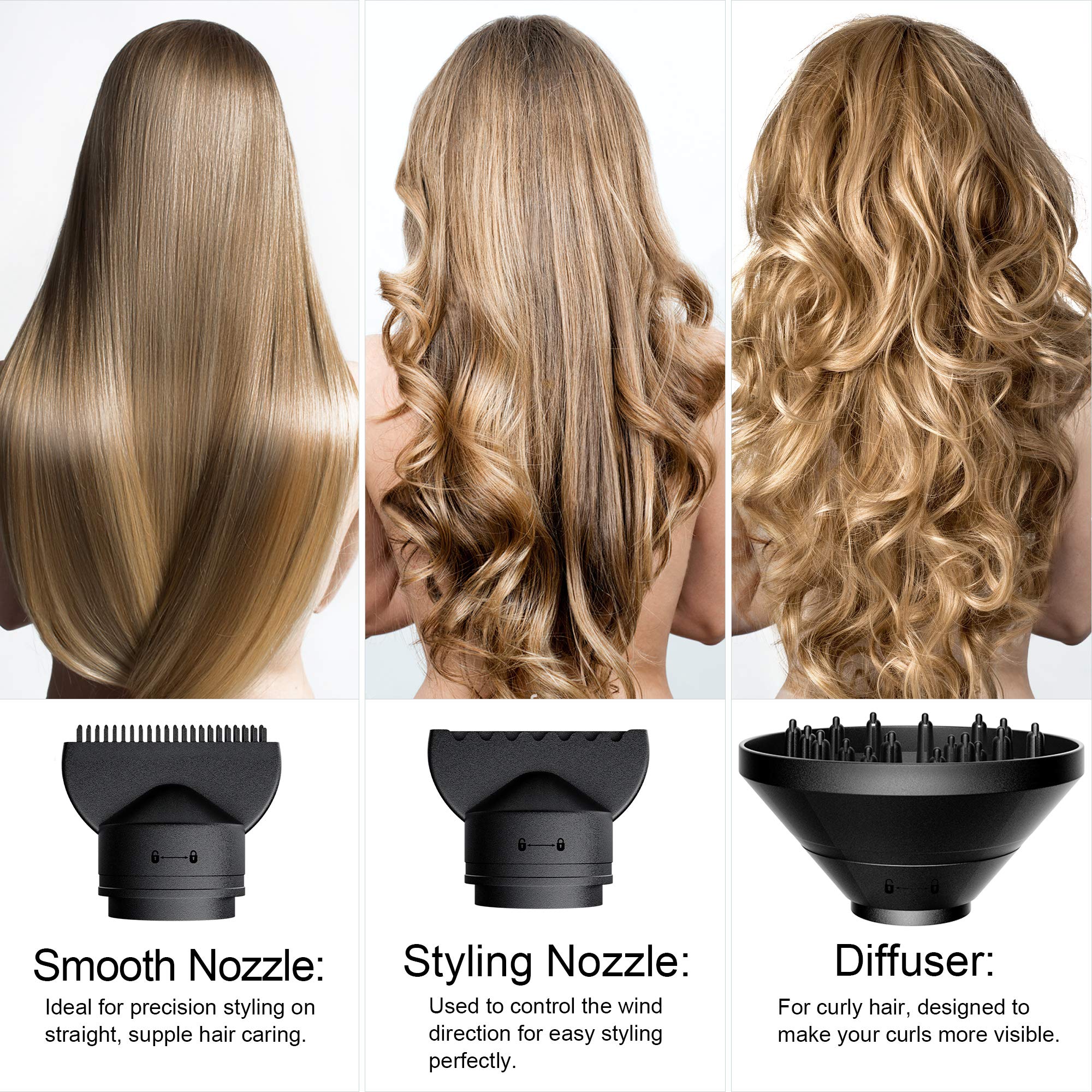 Fezax Ionic Hair Dryer three heating settings for precise styling control.