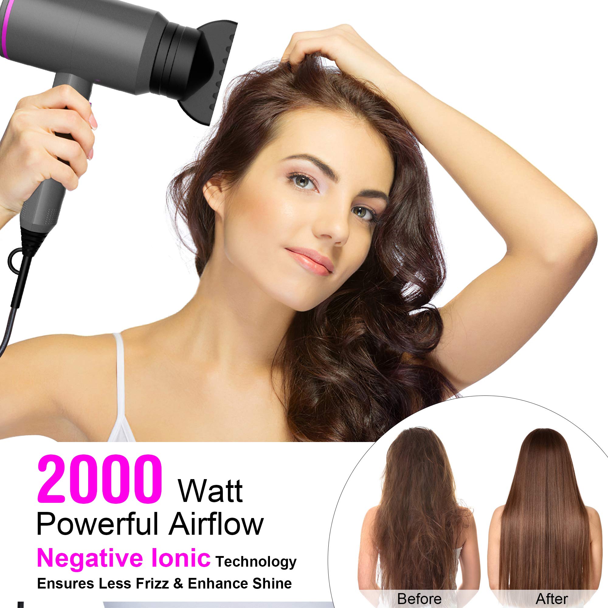 Fezax Ionic Hair Dryer two speeds for versatile airflow across hair types.