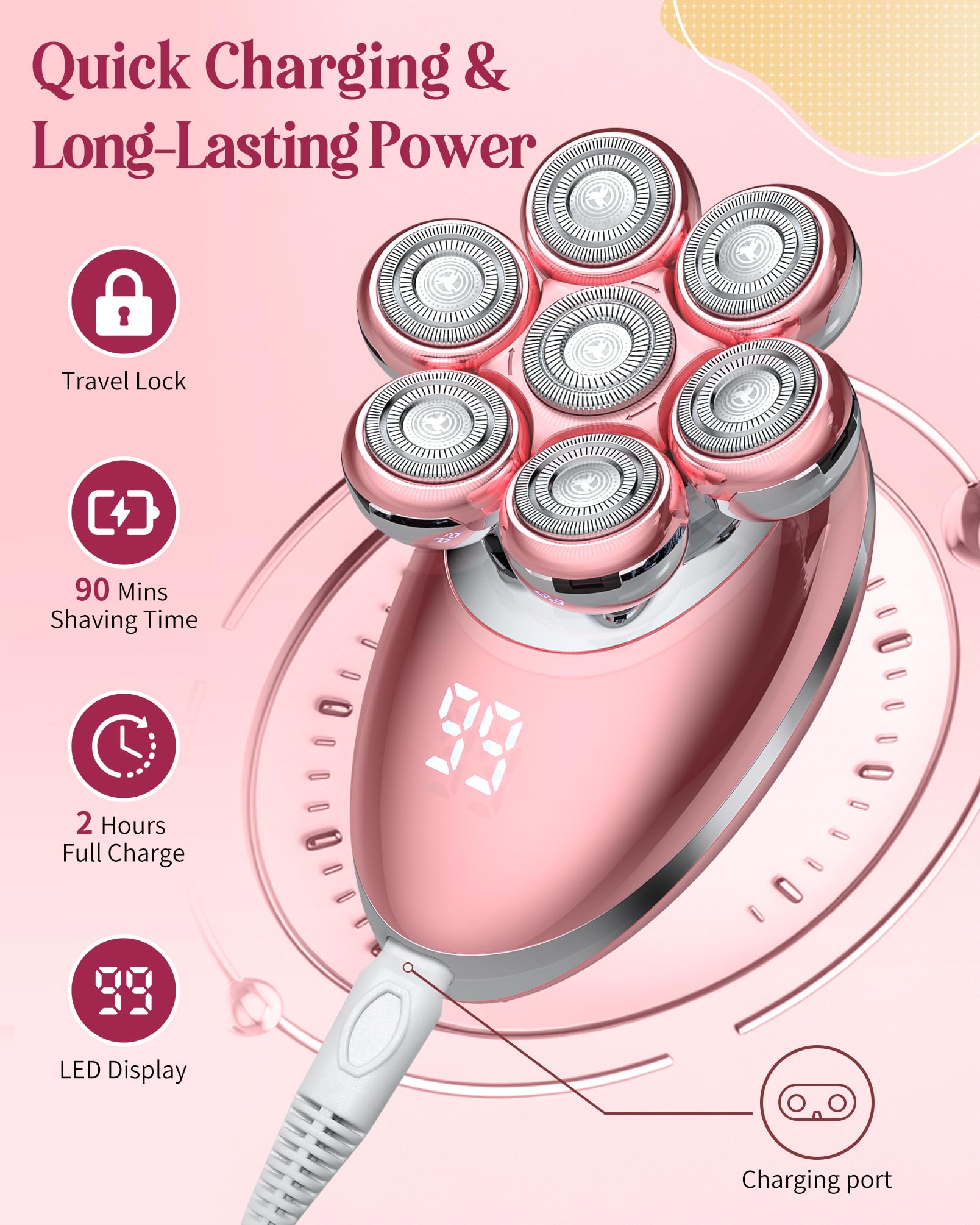FEZIHEGH 360° contour head follows curves for an even shave.