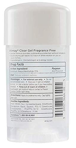 FF Almay sensitive-skin clear gel deodorant application demonstrating daily use.