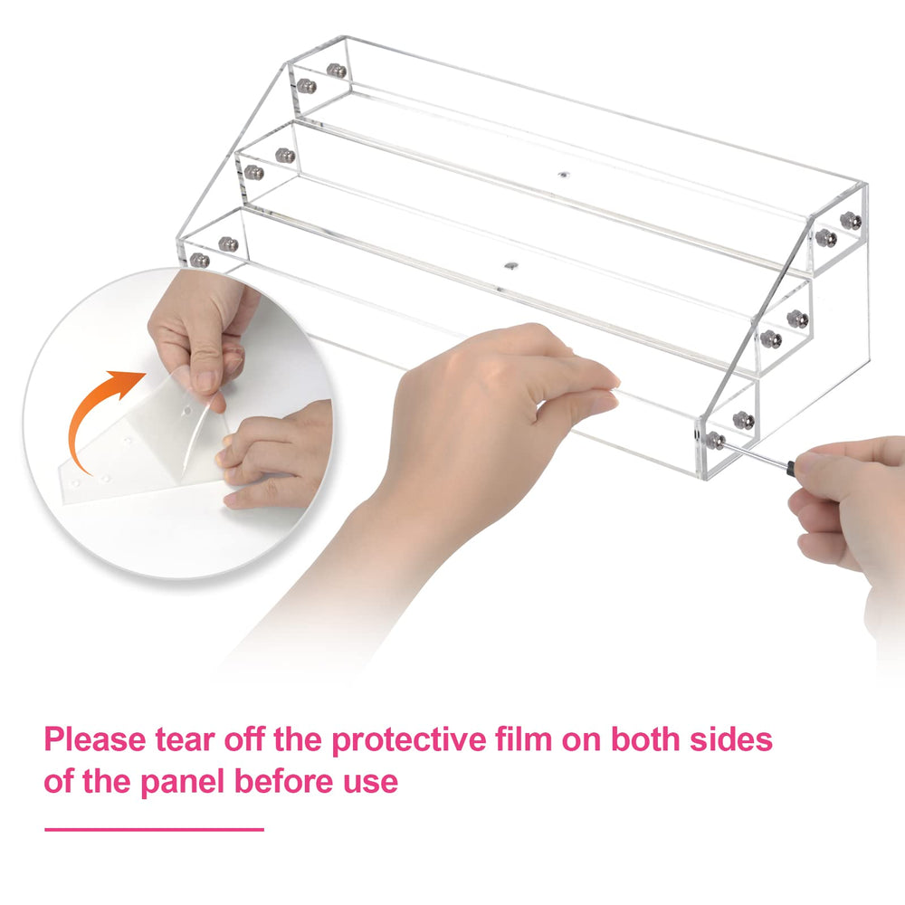 FFowcye acrylic display rack closeup emphasizes crystal clarity and sturdiness