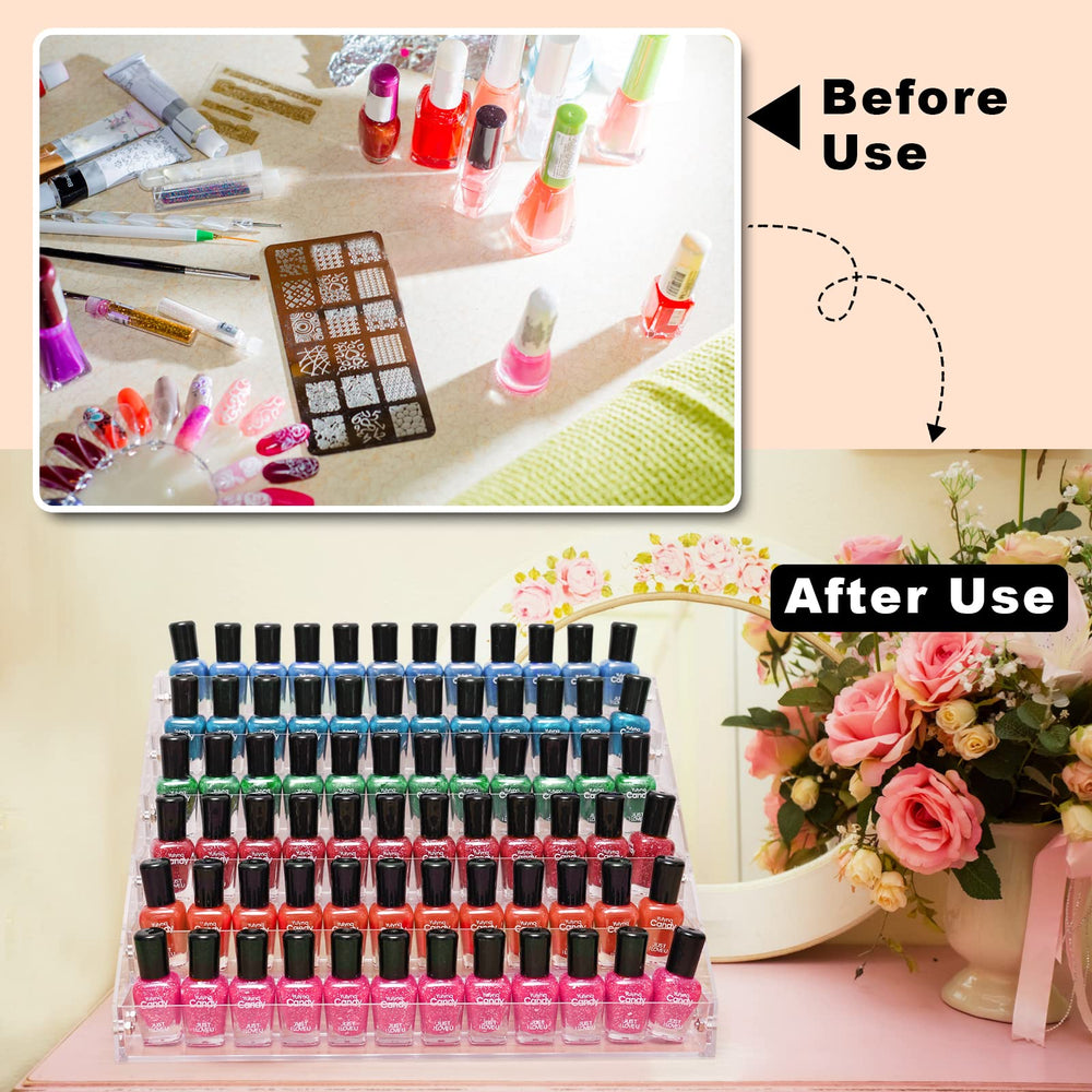 FFowcye 6-tier nail polish shelf provides easy access and clutter reduction