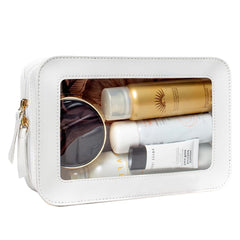 FFpaw clear makeup bag front view shows compact TSA-friendly design