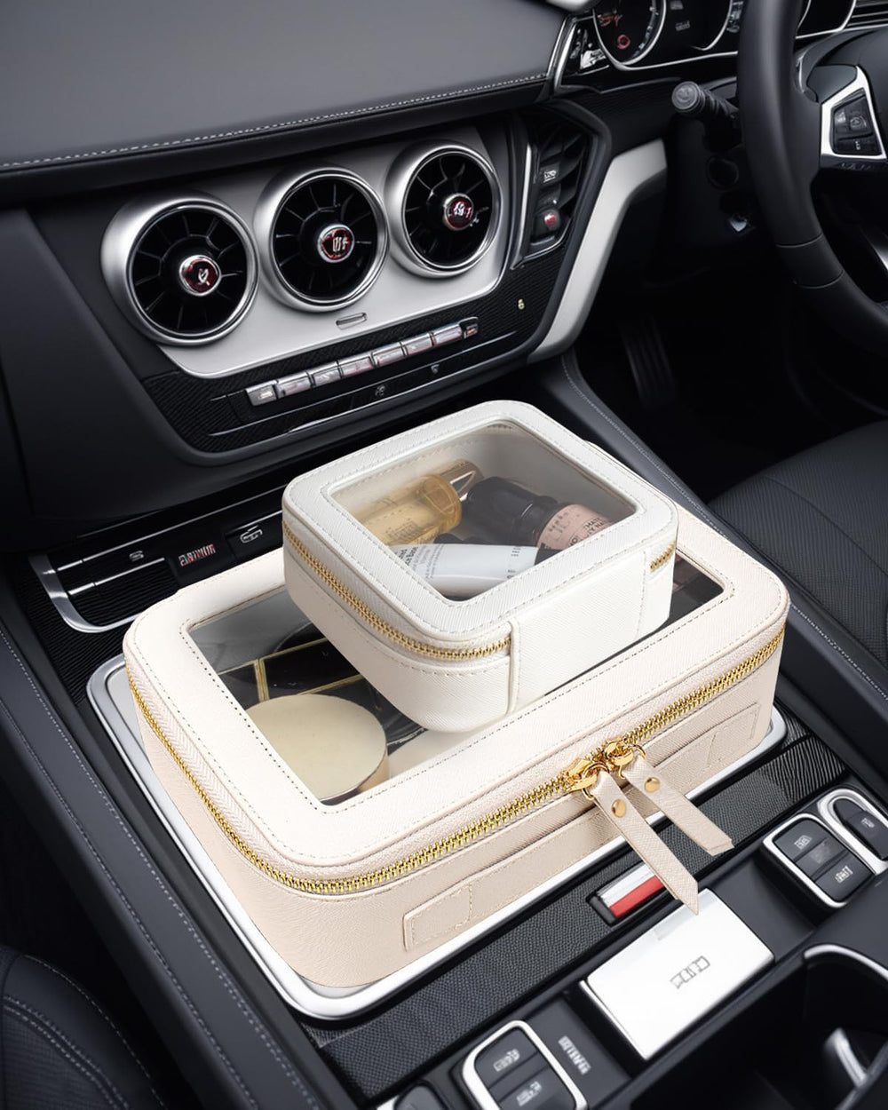 FFpaw travel clear makeup bag set car console fit saves space in vehicles