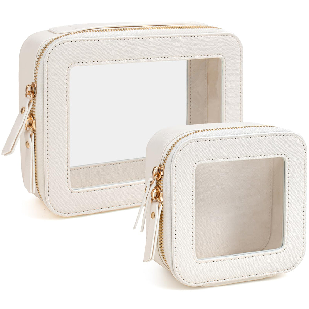 FFpaw travel clear makeup bag set large transparent window shows contents at a glance for quick prep