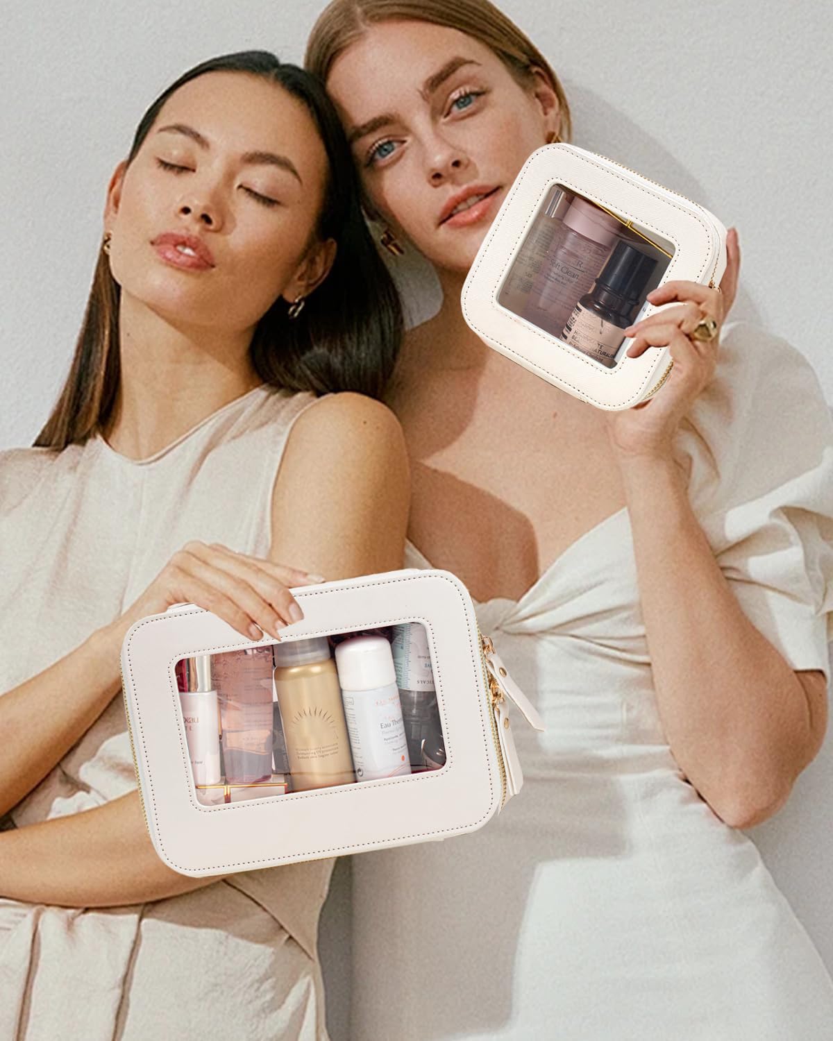 FFpaw travel clear makeup bag set mini transparent window for compact travel essentials
