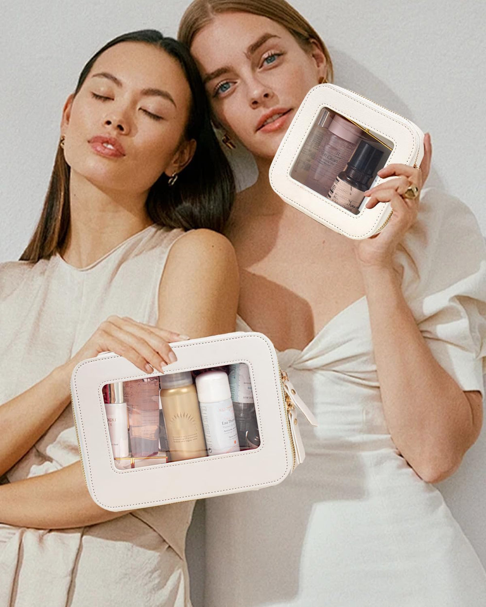 FFpaw travel clear makeup bag set mini transparent window for compact travel essentials