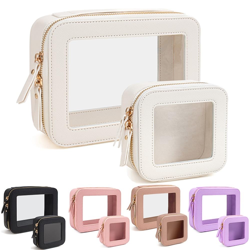 FFpaw travel clear makeup bag set two sizes offer versatile daily carry options