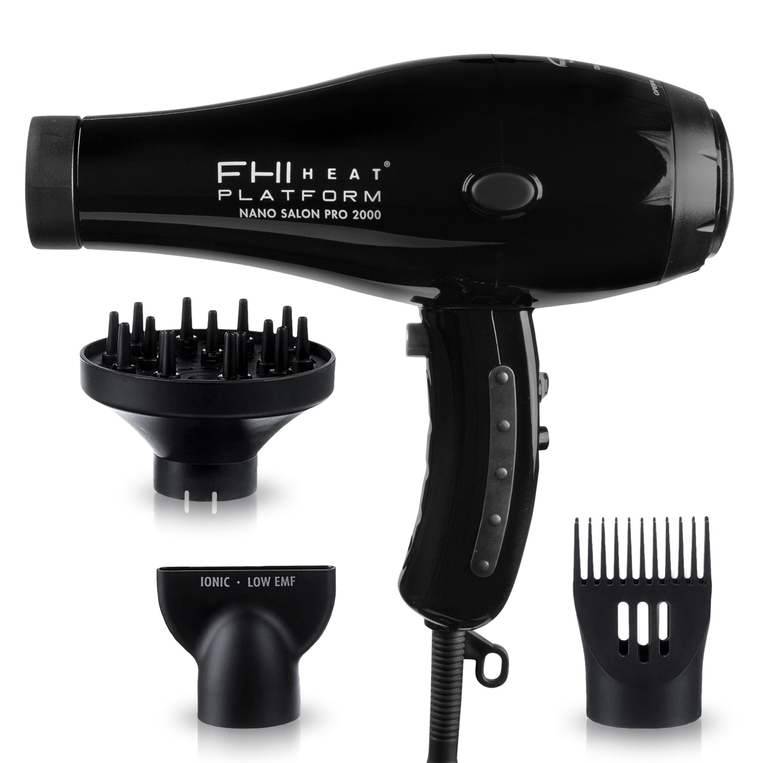 FHI Heat Platform Nano Power 2000 dryer front view for fast, even drying.