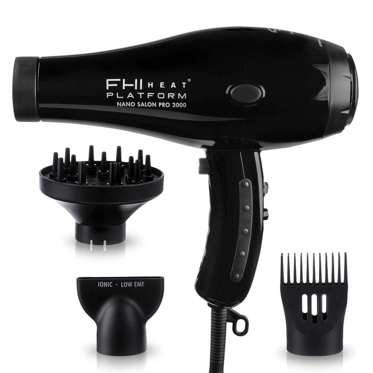 FHI Heat Platform Nano Power 2000 dryer front view for fast, even drying.