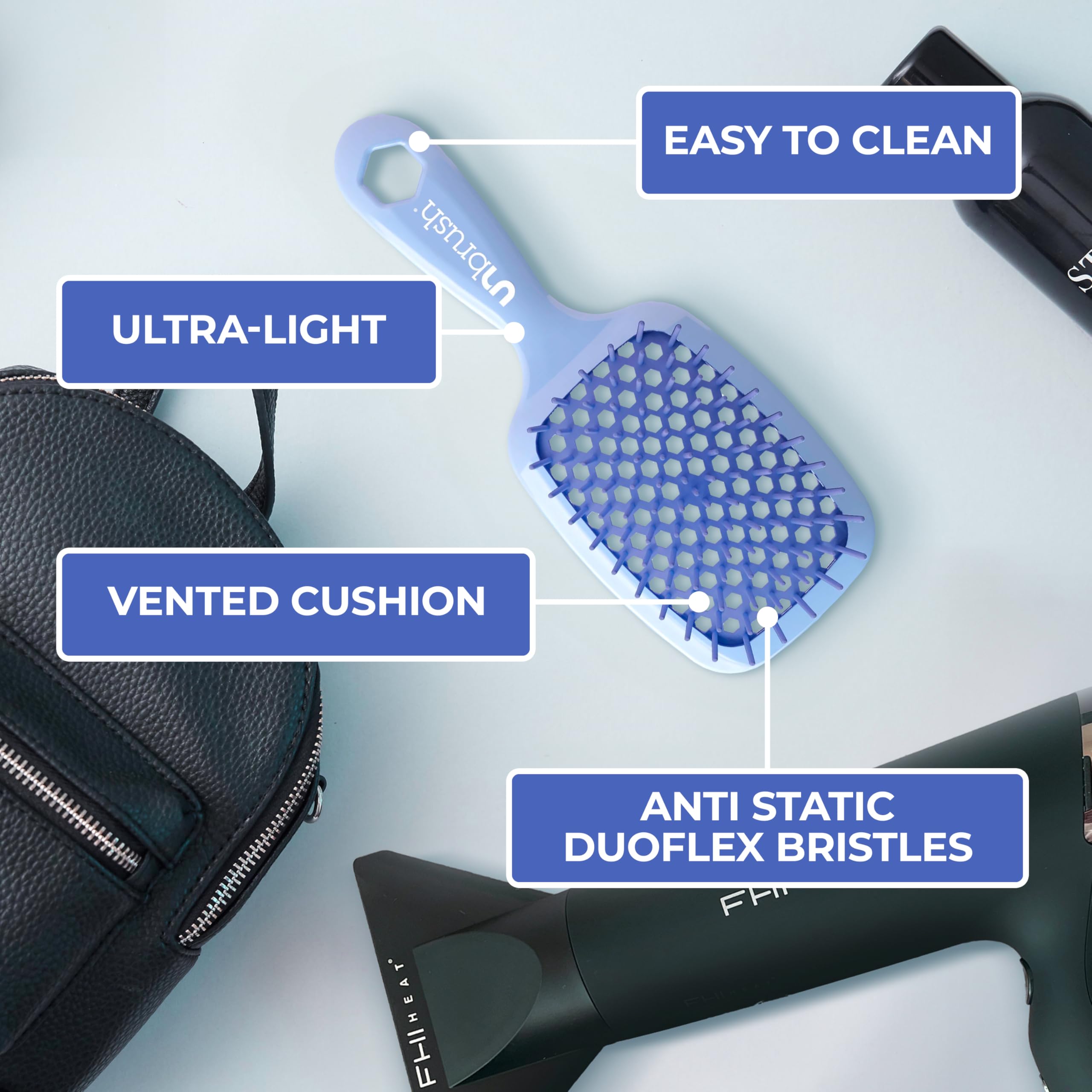 FHI Heat UNbrush 58 long bristles tackle stubborn knots with ease.