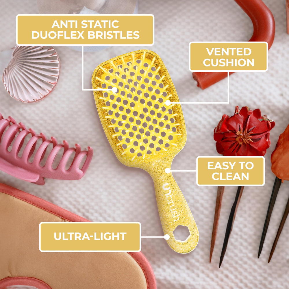 FHI Heat UNbrush anti-static bristles reduce static and snag during detangling.