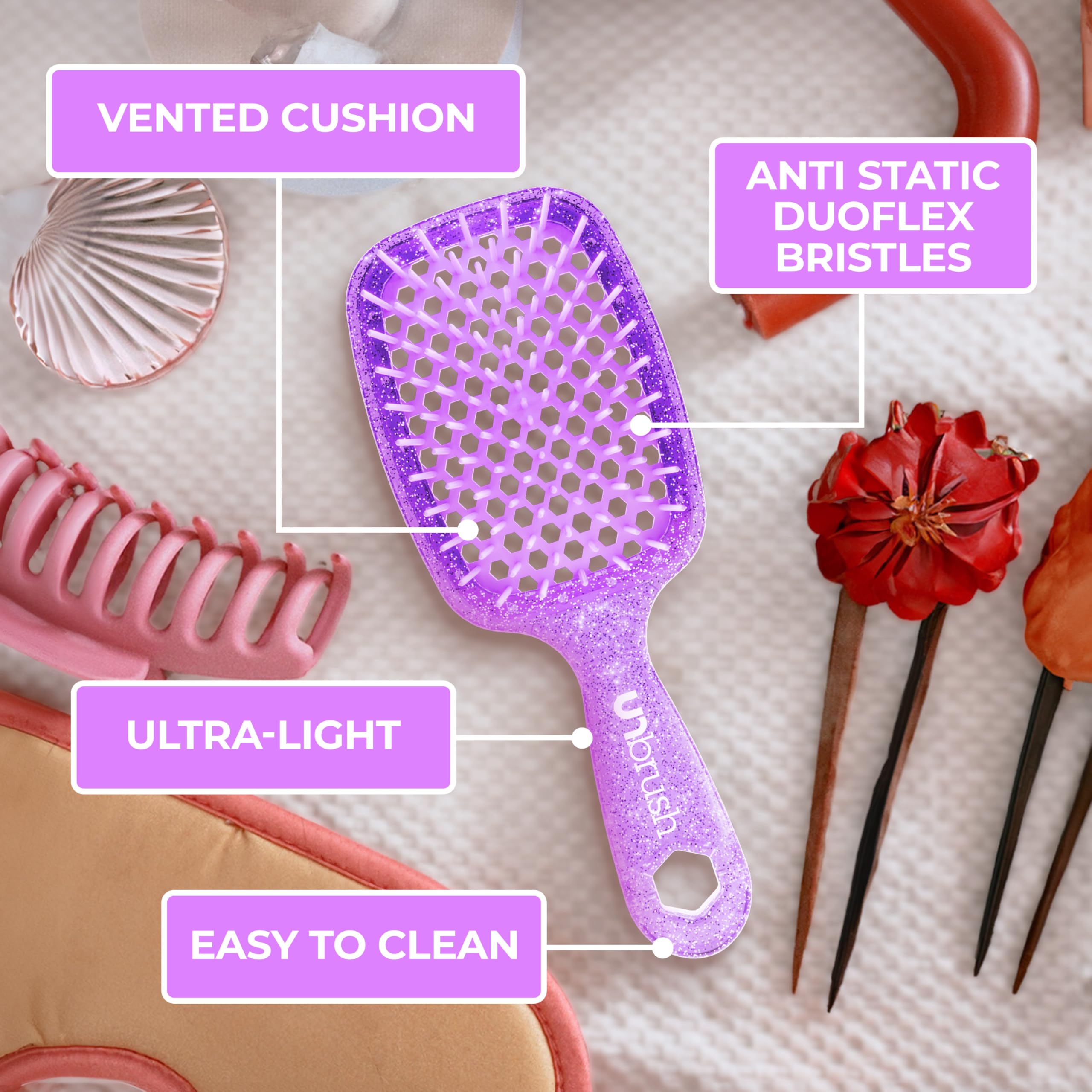 FHI Heat UNbrush backless vented cushion close-up — faster drying and easier maintenance