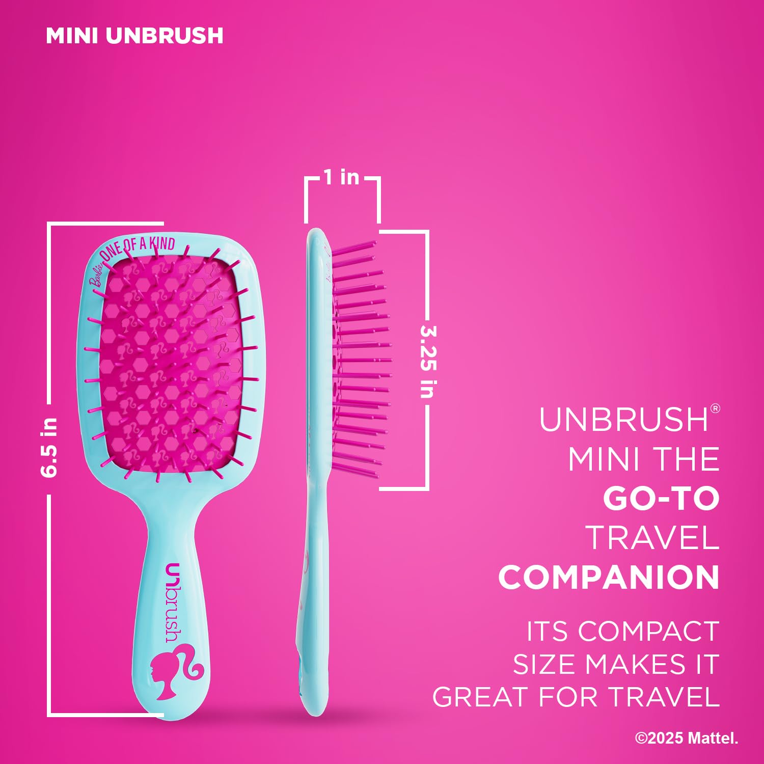 Ultra-light, durable handle on the Barbie UNbrush offers effortless control.