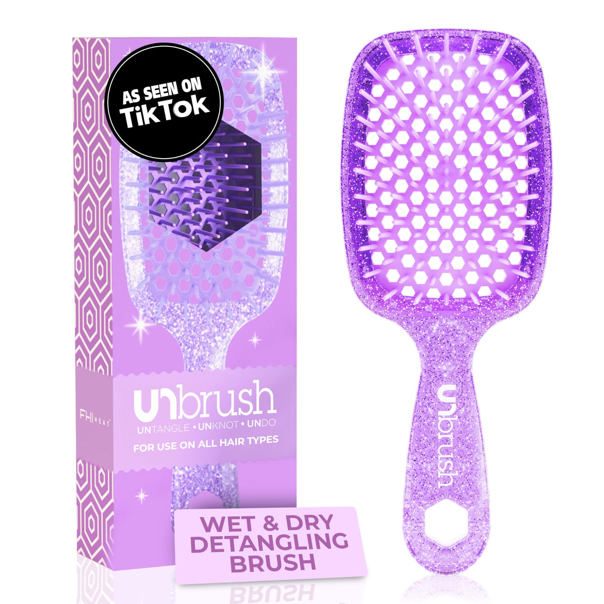 FHI Heat UNbrush bristles close-up — DuoFlex anti-static action for gentler detangling