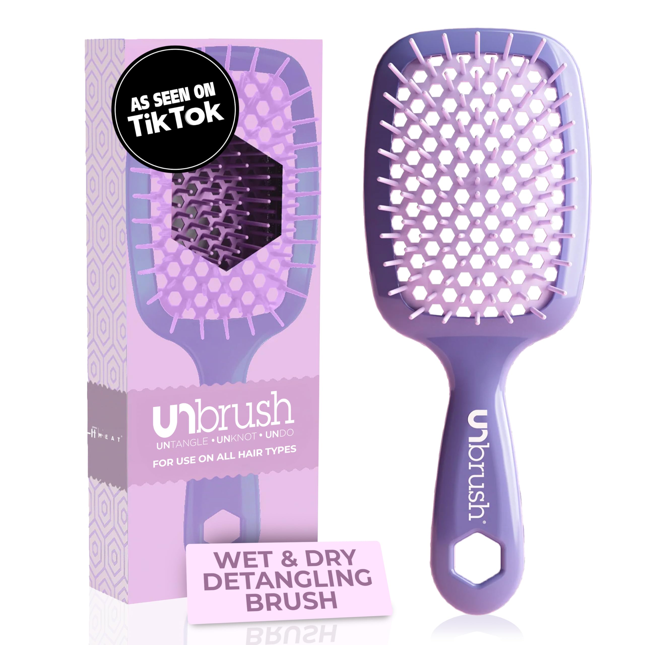 FHI Heat UNbrush front view in lavender design for effortless detangling.