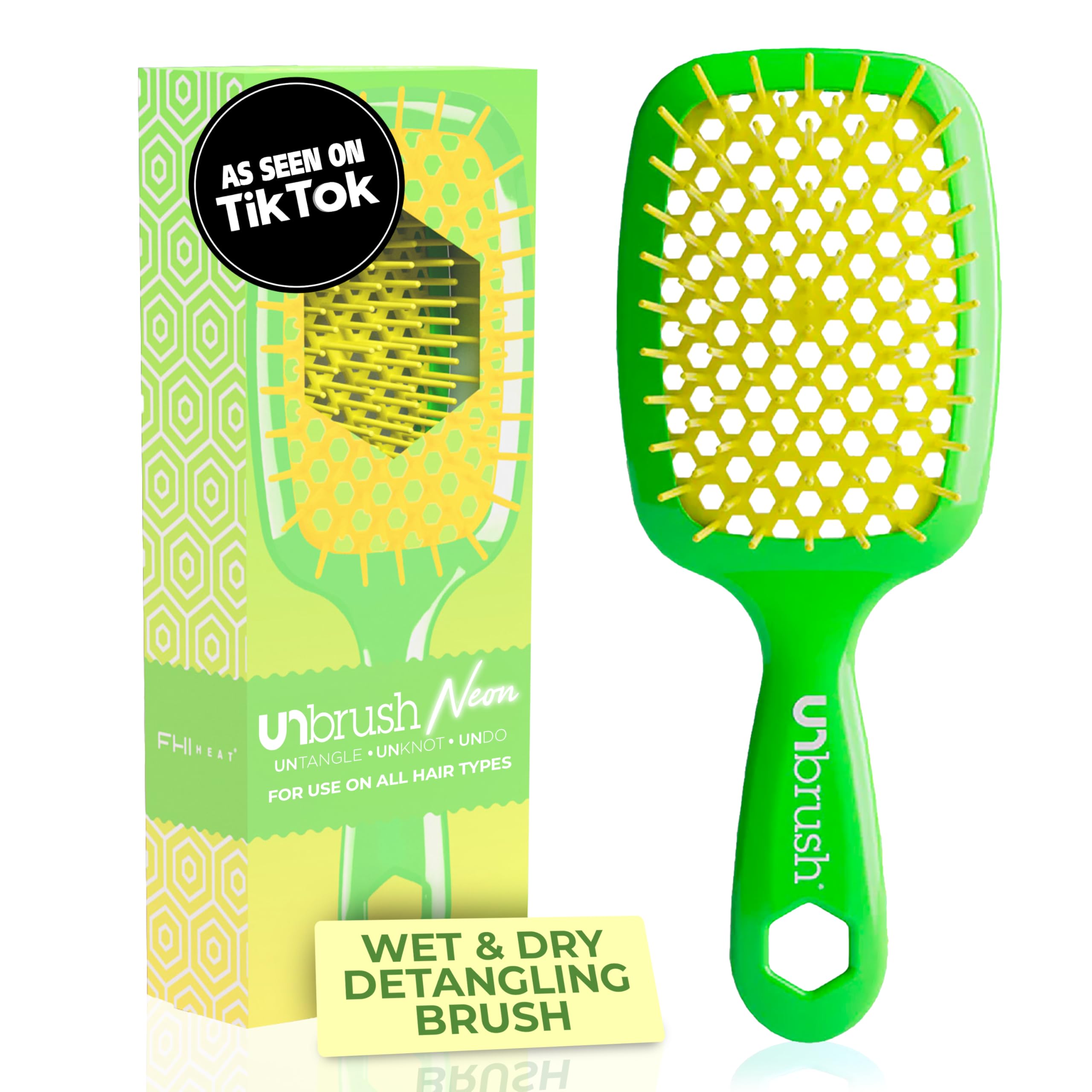 FHI Heat UNbrush front view highlighting pain-free detangling for all hair types