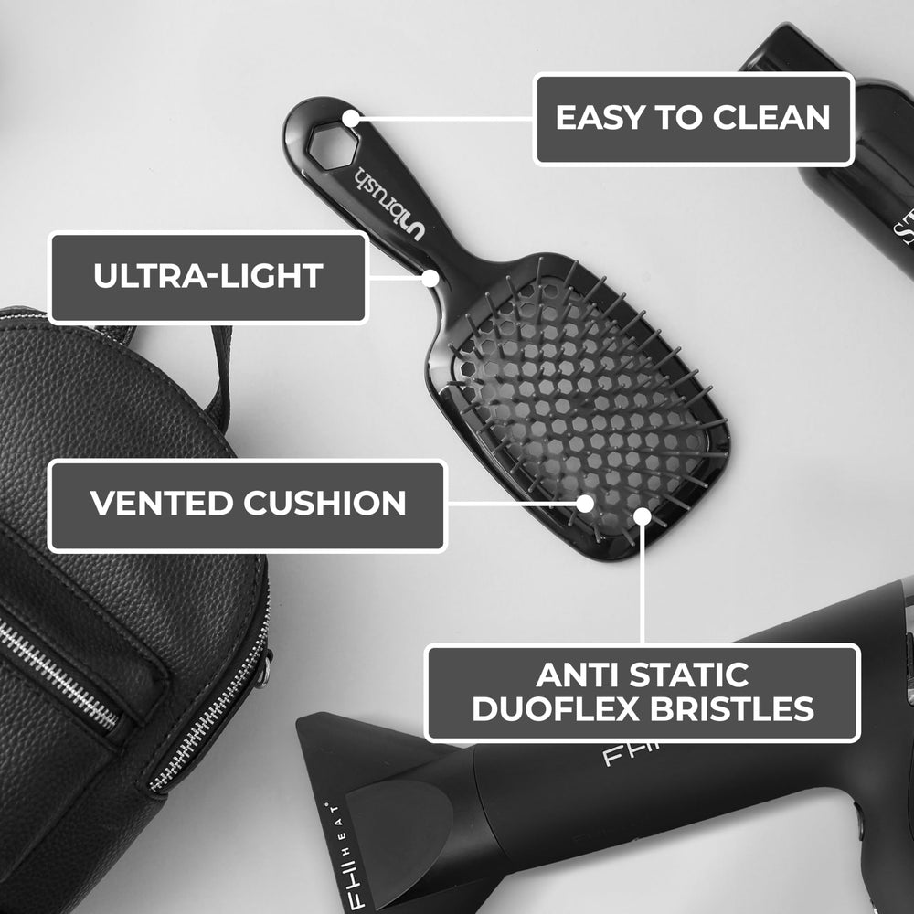 FHI Heat UNbrush on dry hair smooths strands with minimal pulling.
