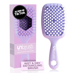FHI Heat UNbrush lilac closeup shows gentle detangling for all hair types