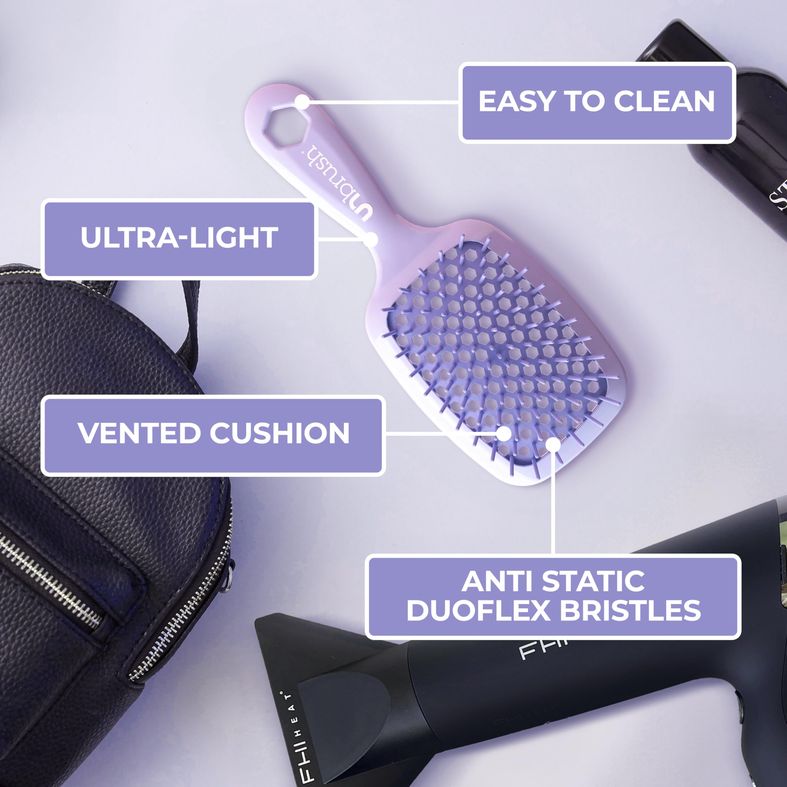 FHI Heat UNbrush lilac lightweight handle ergonomic grip for everyday use